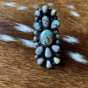 🛑SOLD🛑Gorgeous Dry Creek Turquoise & sterling silver cluster ring 💠